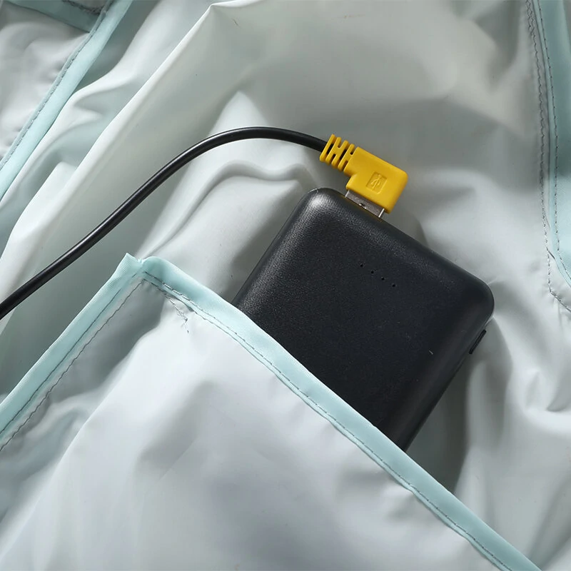 (image for) TENGOO Air Conditioning Hooded Vest Three Wind Speeds Heatproof Cooling Clothing USB Charging Sun Protection Continuous Cooling Jacket with Two Fans for Summer High Temperature Outdoor Work